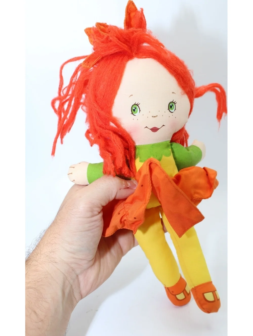 Vintage 1986 Avon Little Blossom Scamper Lily Yarn Hair Plush Rag Doll Cloth Toy